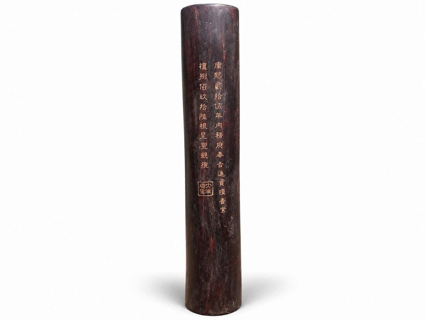 Qing Dynasty Rosewood hand-engraved gold smooth polished pillars