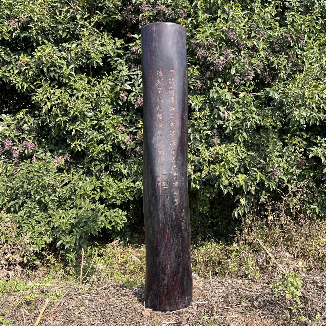 Qing Dynasty Rosewood hand-engraved gold smooth polished pillars