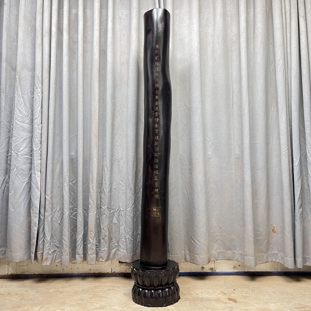 Qing Dynasty Red Sandalwood hand-carved smooth polished pillars