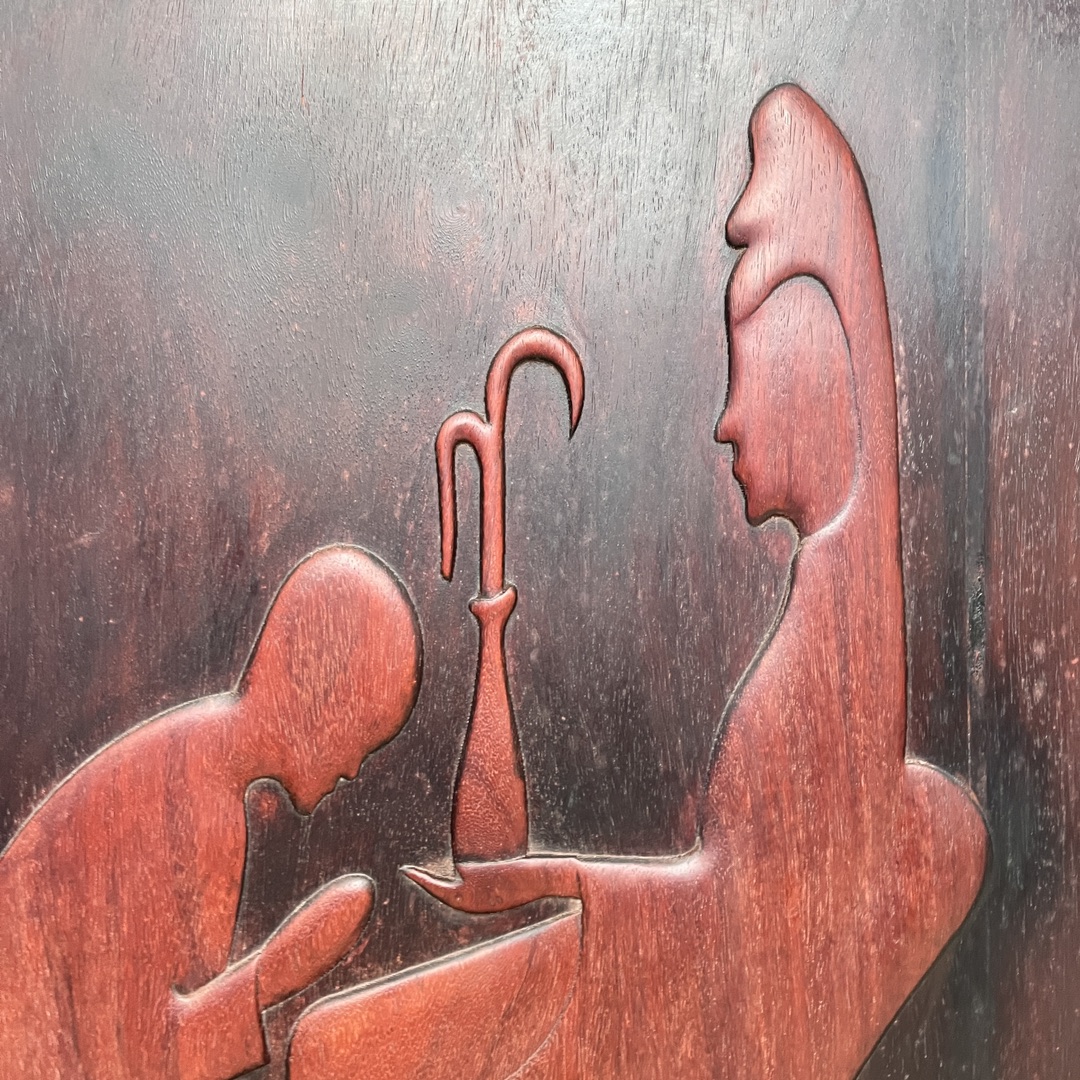 Qing Dynasty Rosewood fully carved relief Three-piece set of high-quality nave Buddha single-board