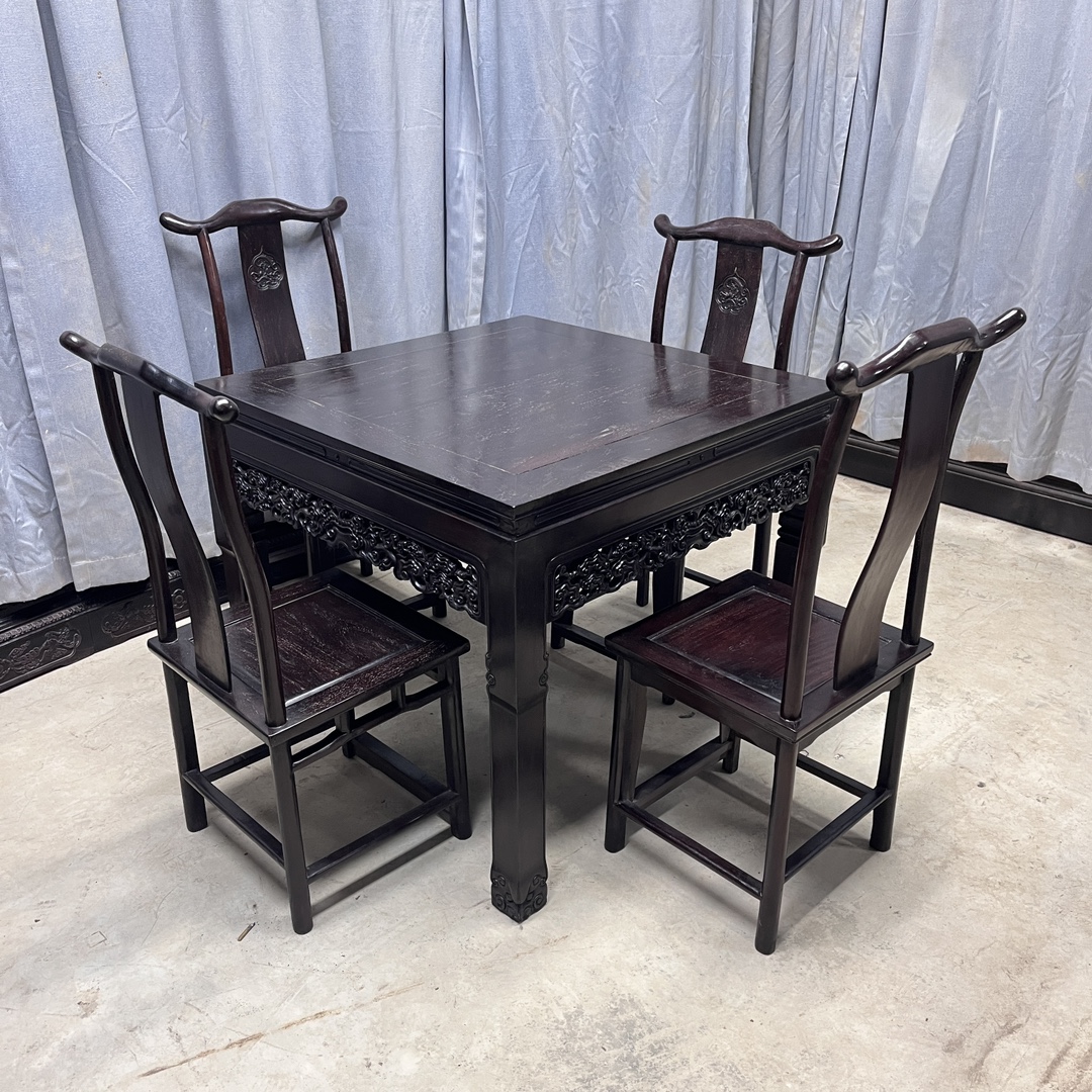 Qing Dynasty Rosewood full of gold stars and grain smooth polishing Five-piece Tables and chair set
