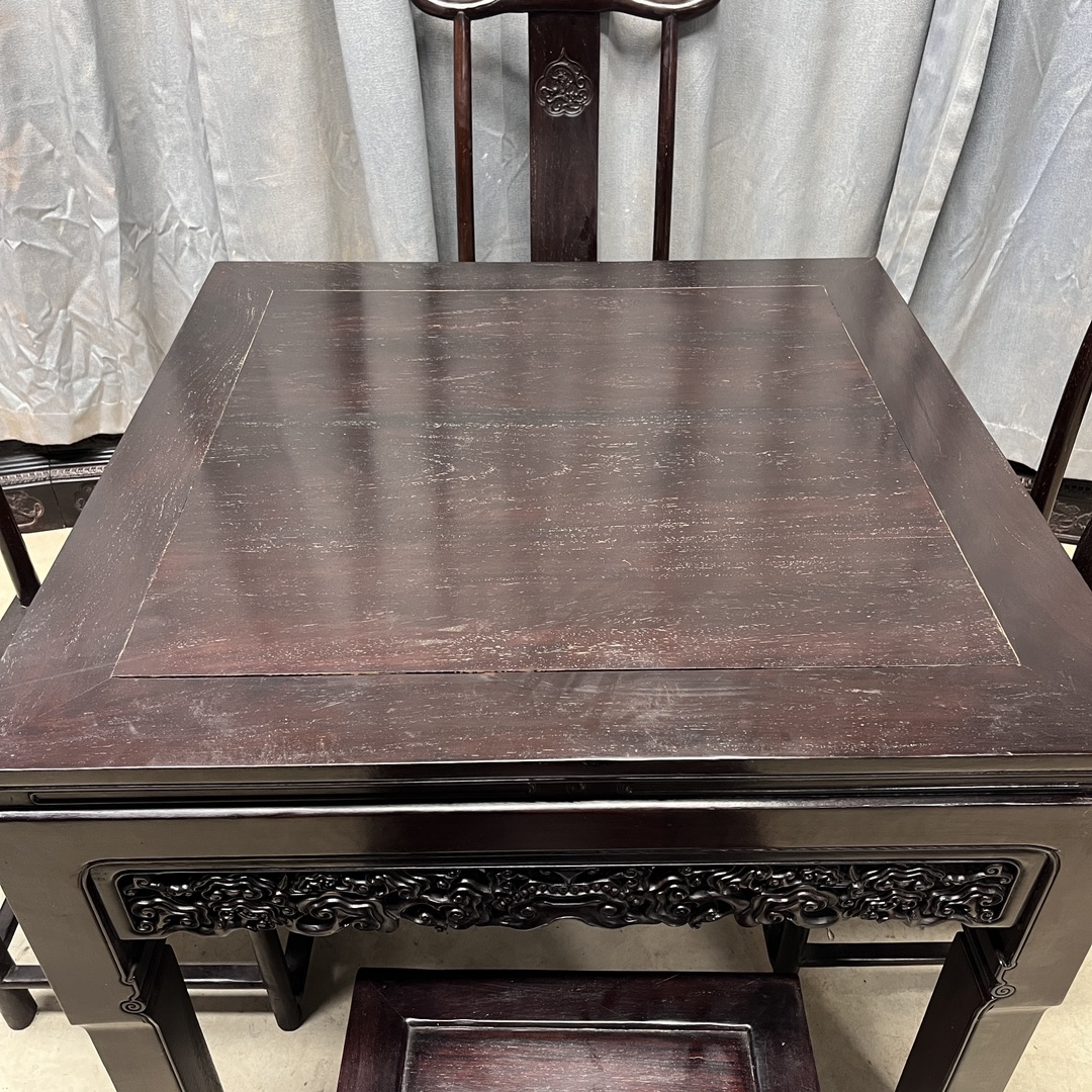 Qing Dynasty Rosewood full of gold stars and grain smooth polishing Five-piece Tables and chair set