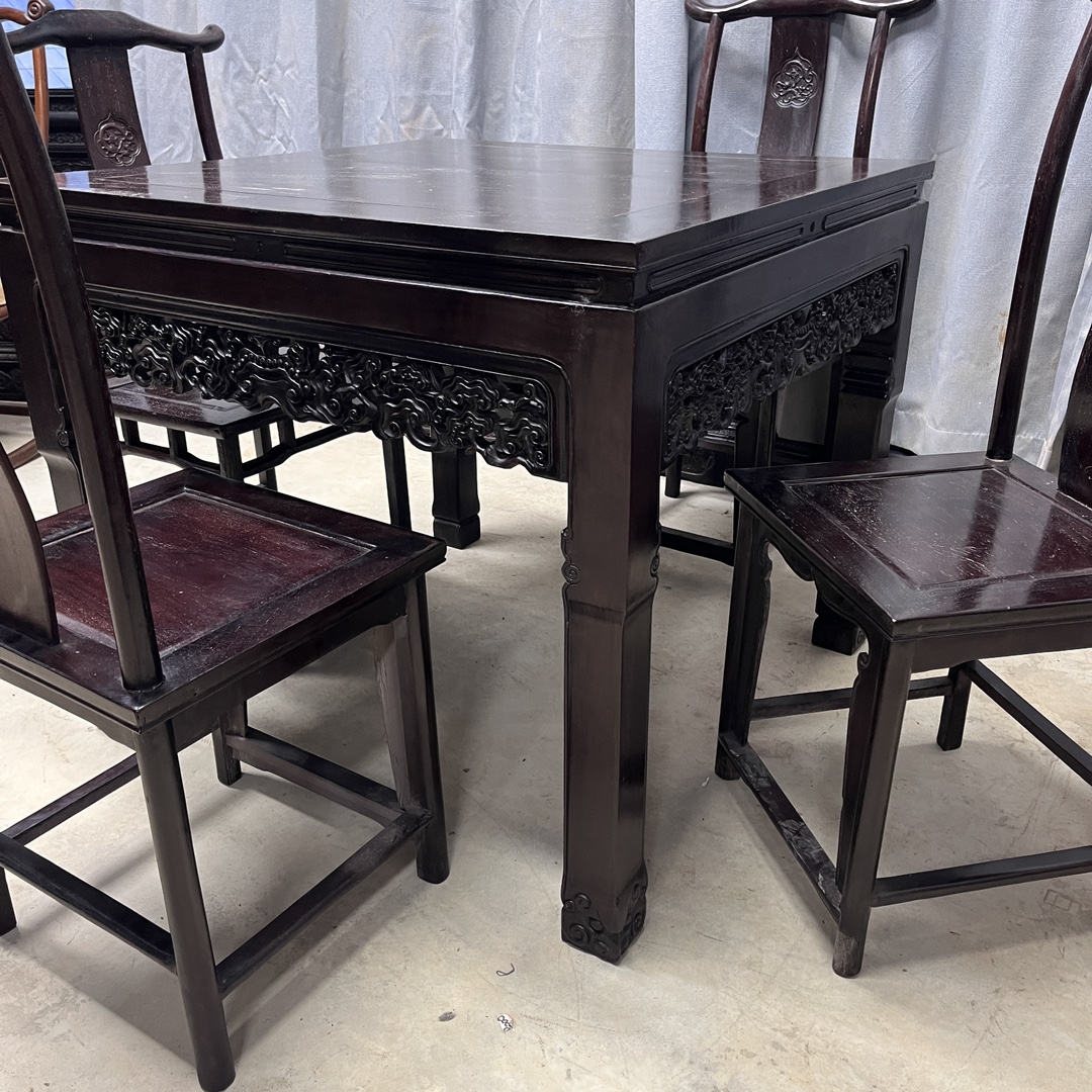 Qing Dynasty Rosewood full of gold stars and grain smooth polishing Five-piece Tables and chair set