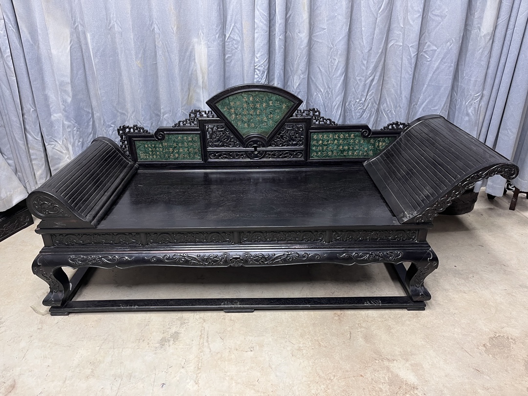 Qing Dynasty Rosewood inlaid jasper imperial concubine bed
