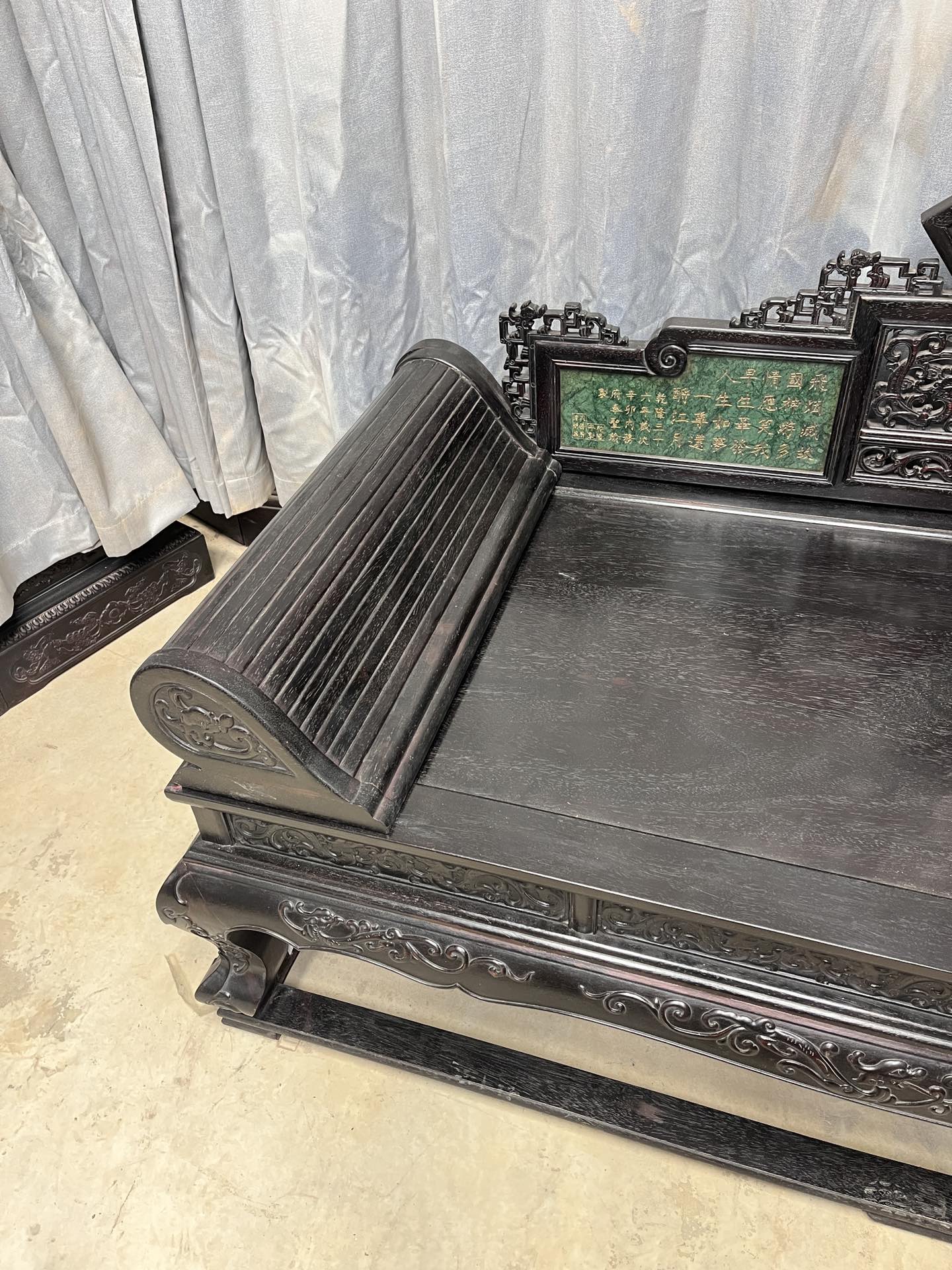 Qing Dynasty Rosewood inlaid jasper imperial concubine bed