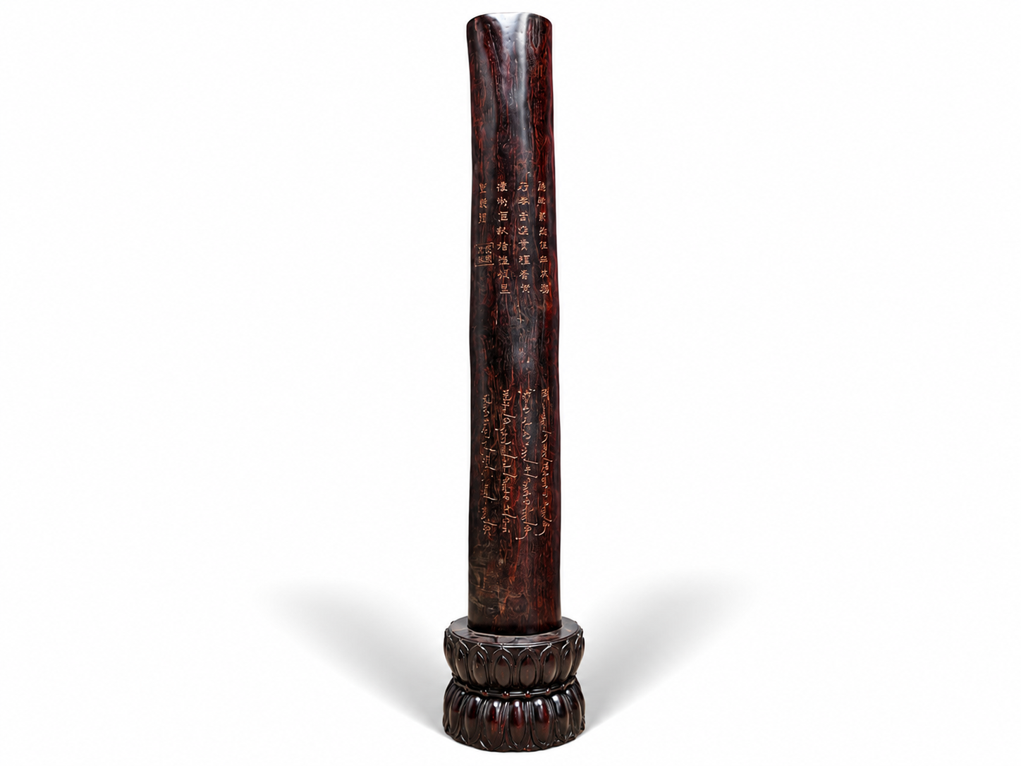 Qing Dynasty Red Sandalwood hand-carved smooth polished pillars