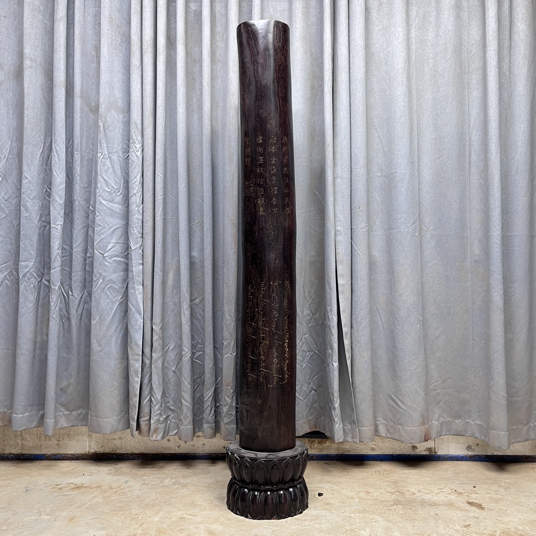 Qing Dynasty Red Sandalwood hand-carved smooth polished pillars
