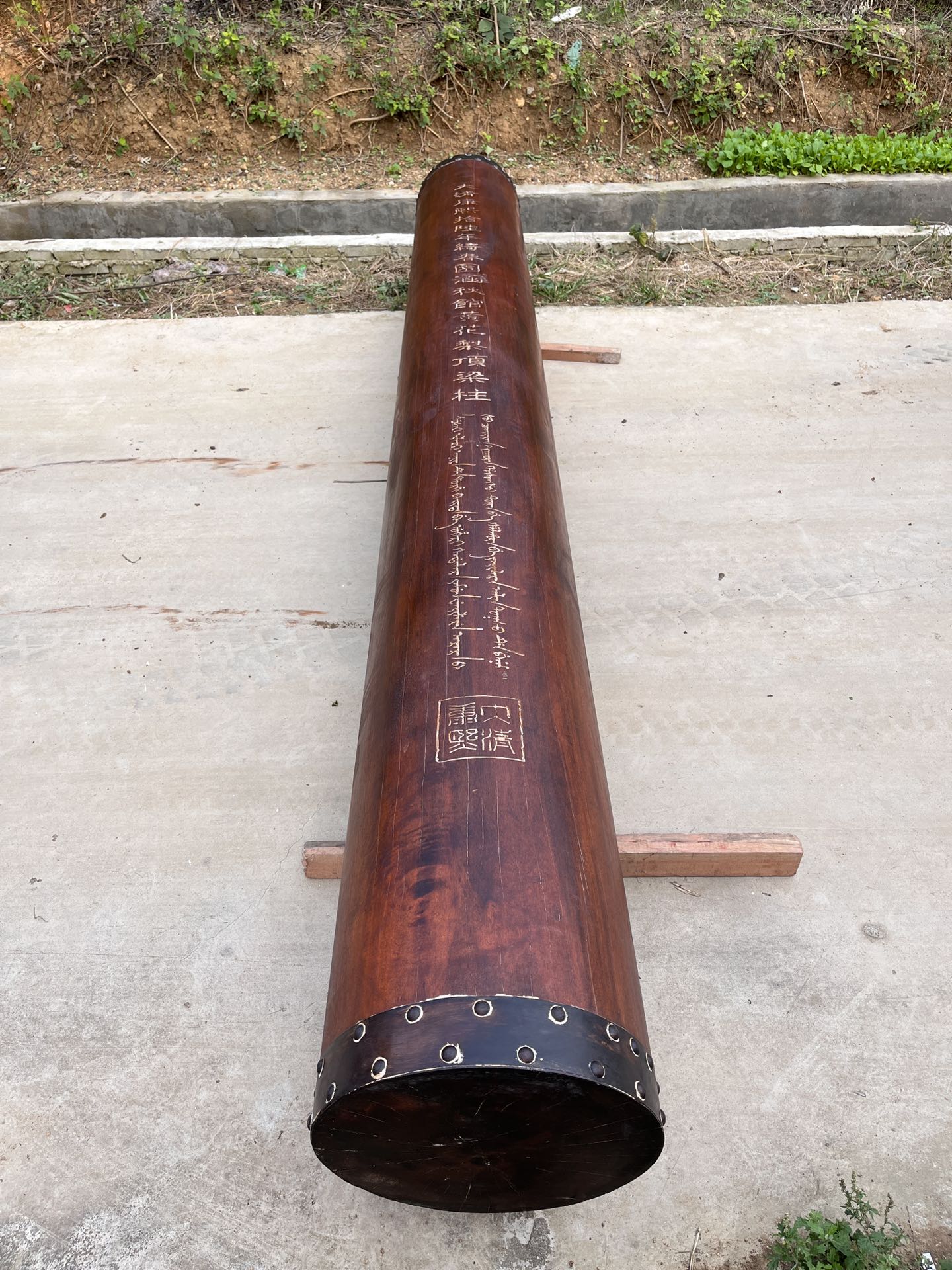Qing Dynasty Huanghuali wood hand-carved smooth polished pillars