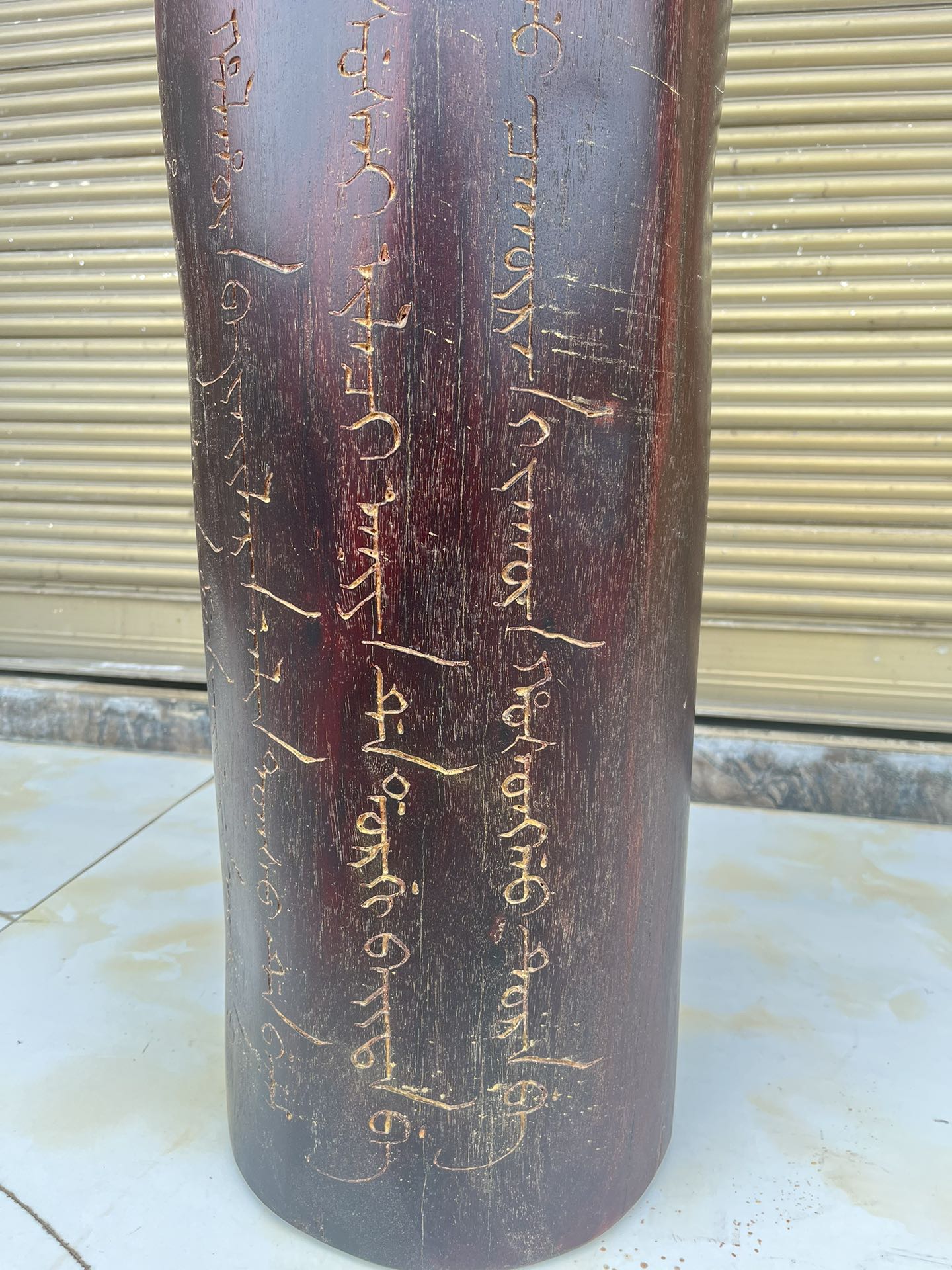 Qing Dynasty zitan wood hand-carved smooth polished pillars