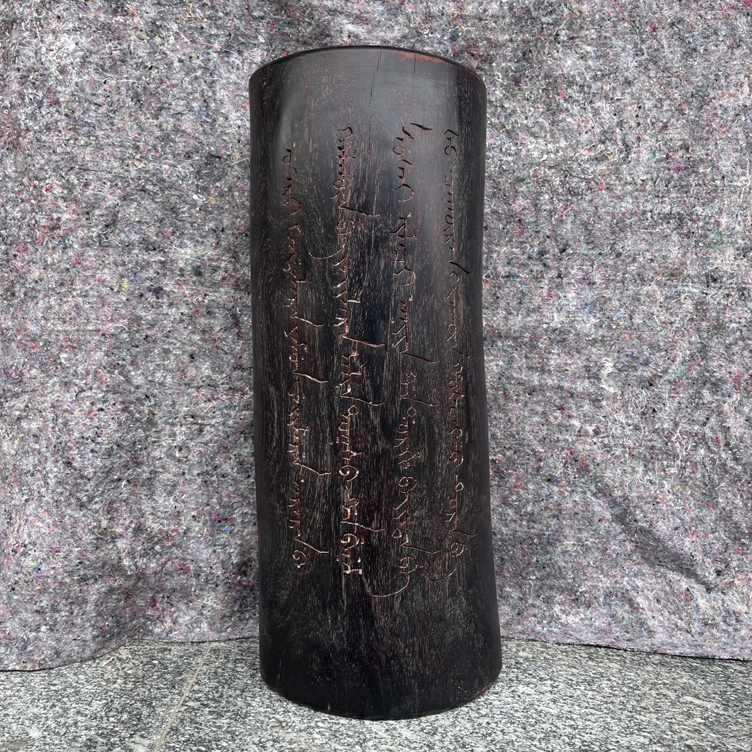Qing Dynasty zitan wood hand-carved smooth polished pillars