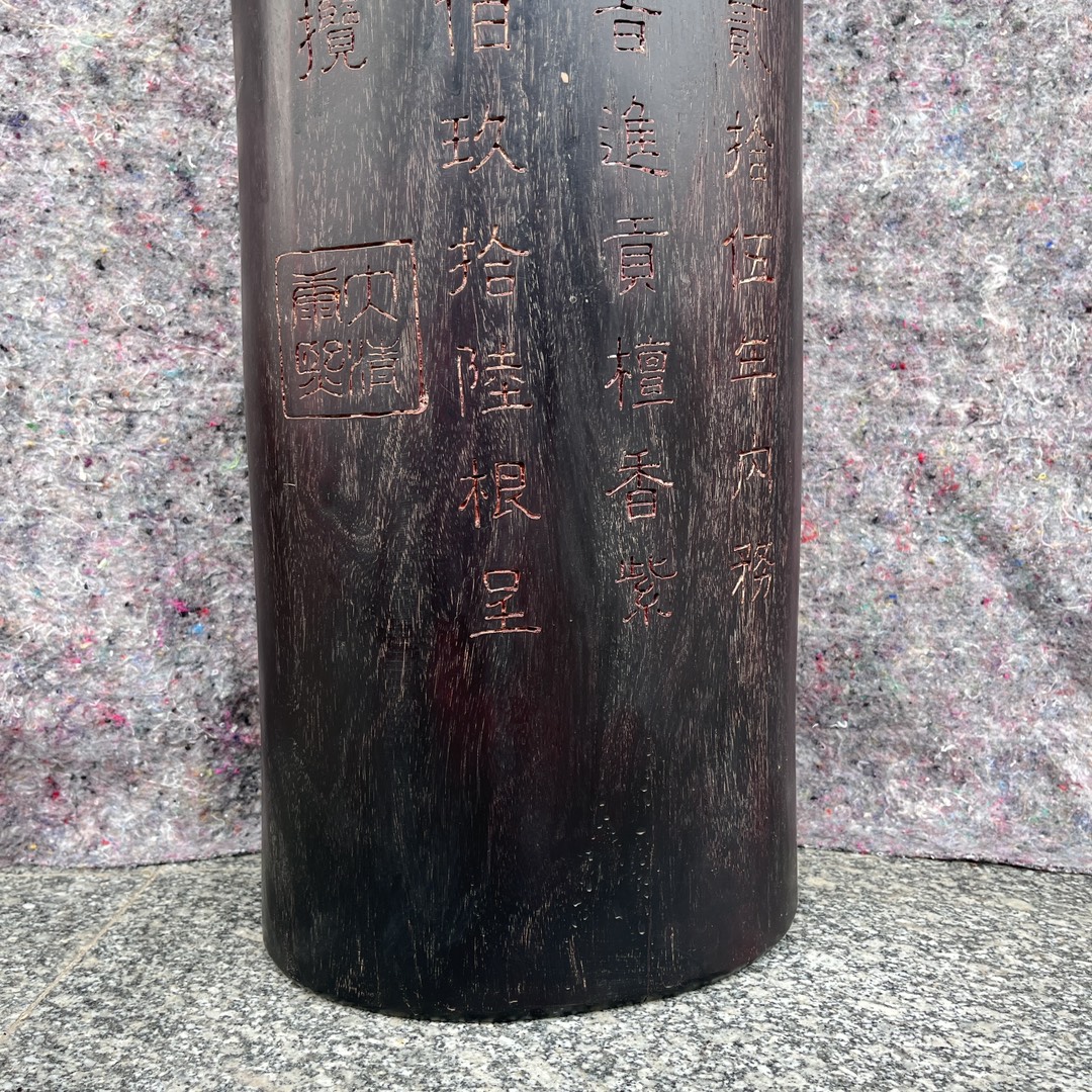 Qing Dynasty zitan wood hand-carved smooth polished pillars