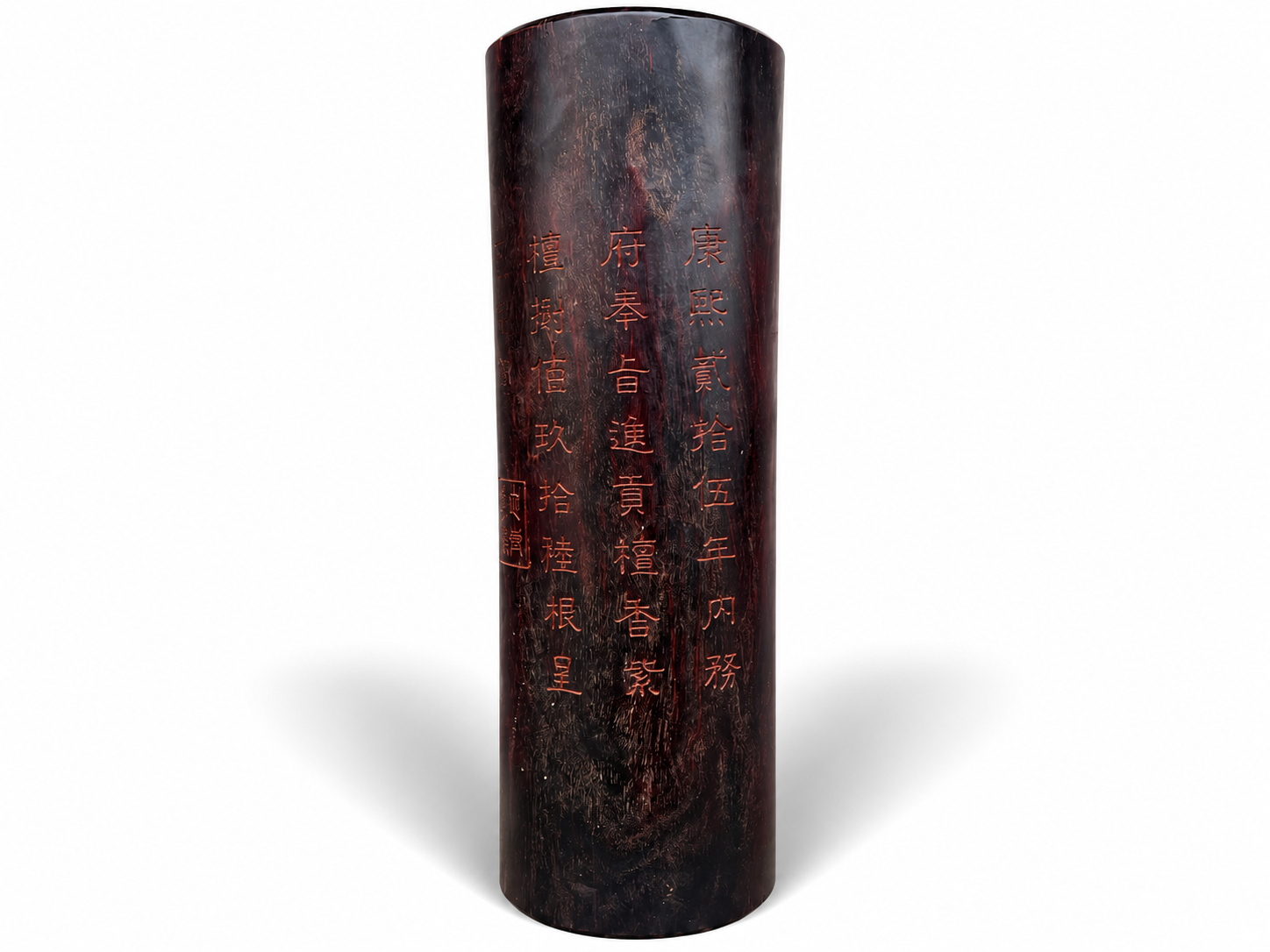Qing Dynasty zitan wood hand-carved smooth polished pillars