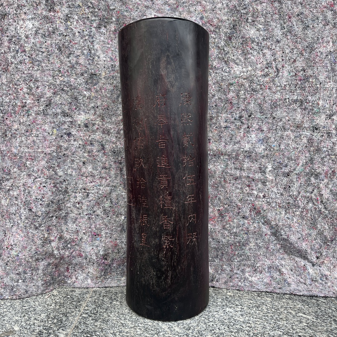 Qing Dynasty zitan wood hand-carved smooth polished pillars