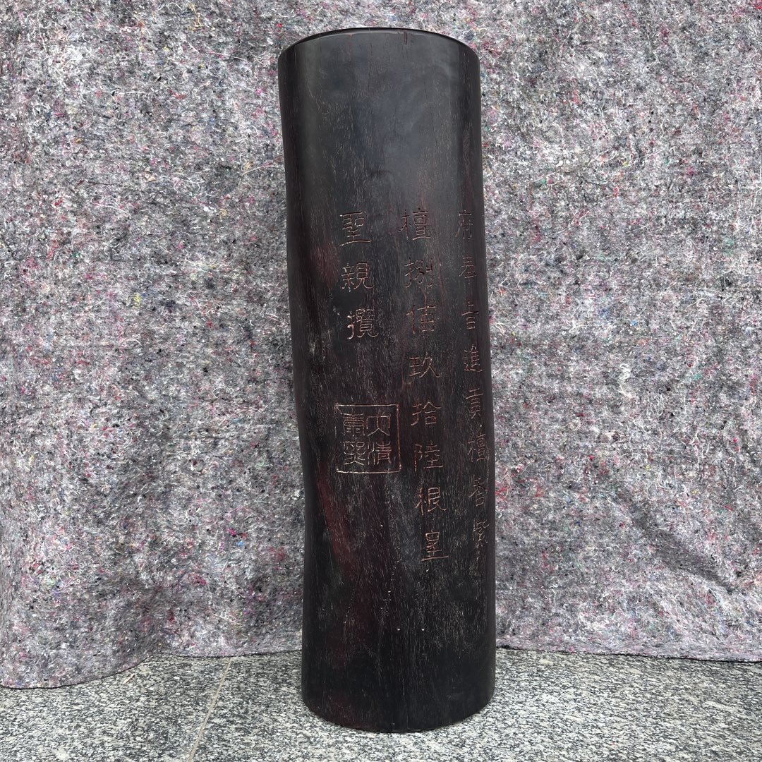 Qing Dynasty zitan wood hand-carved smooth polished pillars