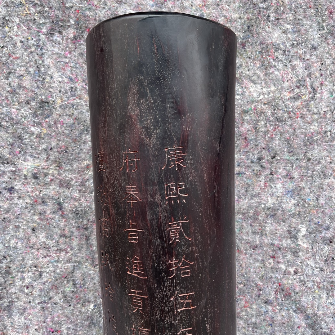 Qing Dynasty zitan wood hand-carved smooth polished pillars