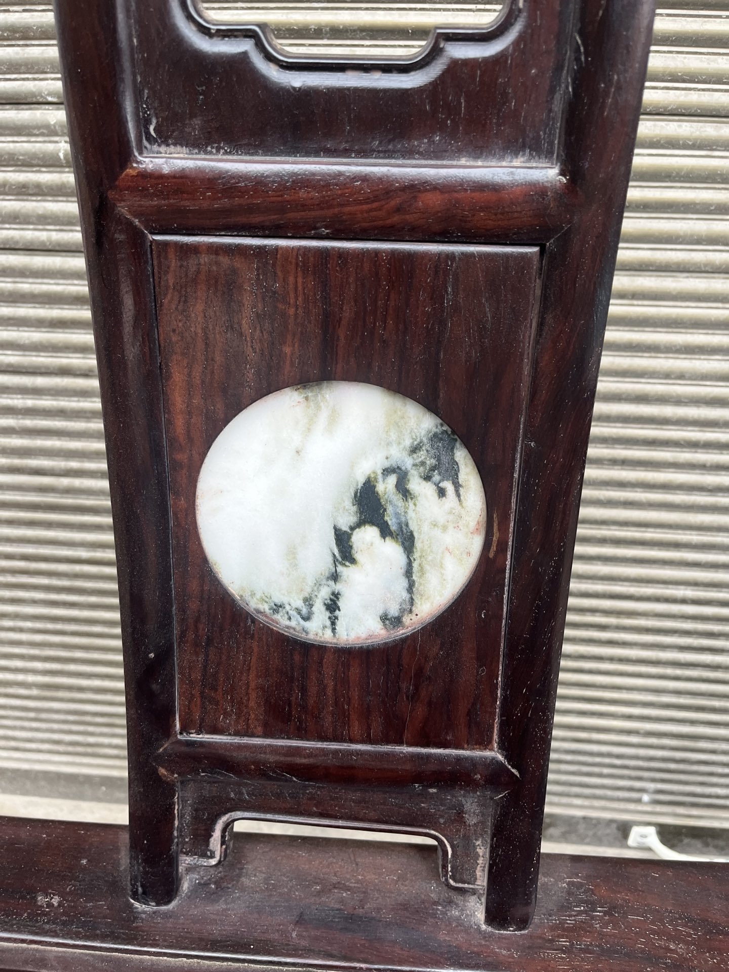 Qing Dynasty Rosewood inlaid marble small smooth polishing Tables and arm chair