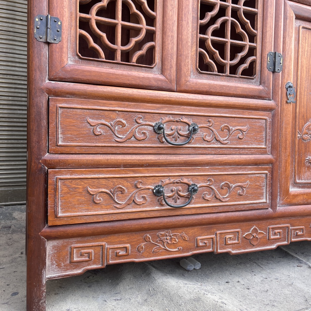 Qing Dynasty Huanghuali wood birds and flower pattern ancient collection rack