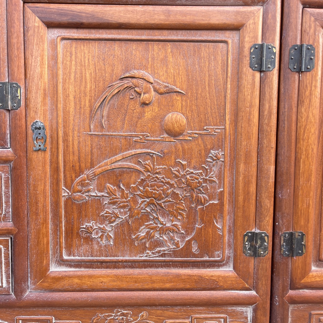Qing Dynasty Huanghuali wood birds and flower pattern ancient collection rack