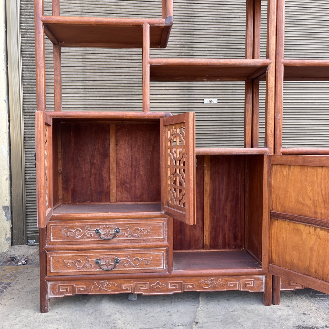 Qing Dynasty Huanghuali wood birds and flower pattern ancient collection rack