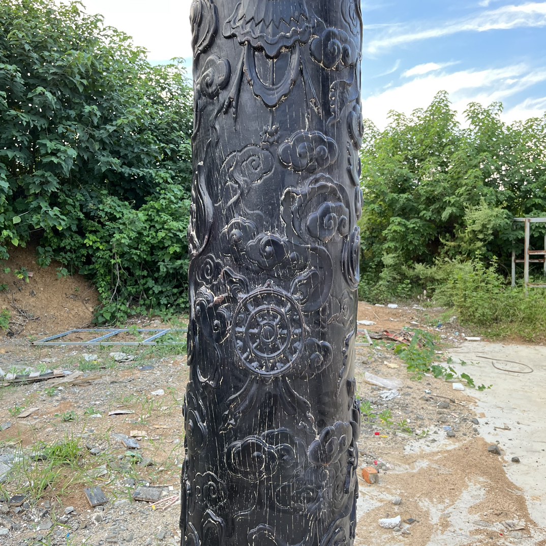 Qing Dynasty Red Sandalwood high-relief Feng Shui a pair of pillars