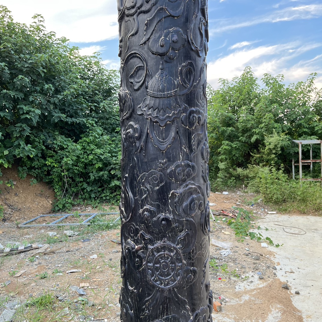 Qing Dynasty Red Sandalwood high-relief Feng Shui a pair of pillars