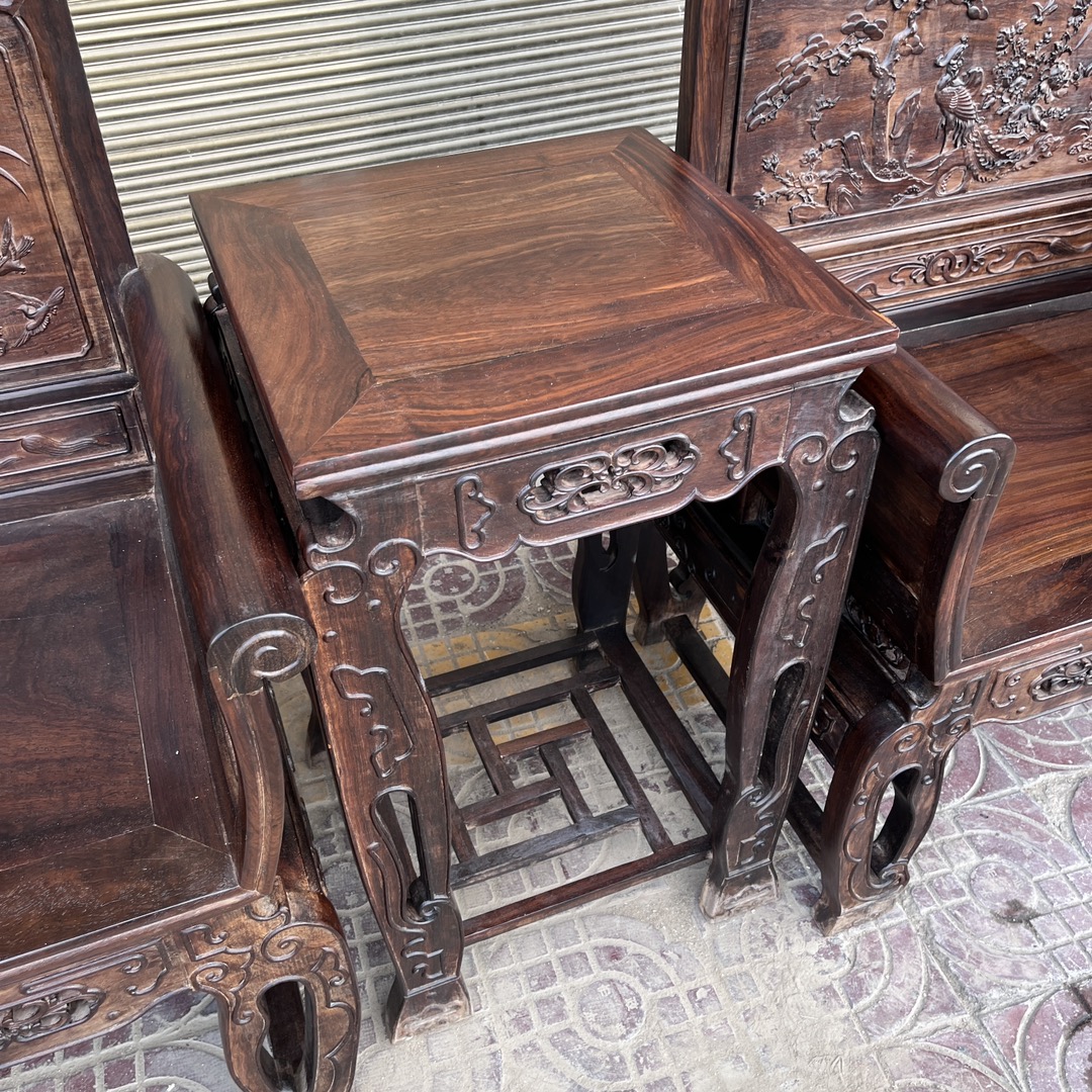 Qing Dynasty Rosewood bird and flower Blossoms pattern Chair and Tables
