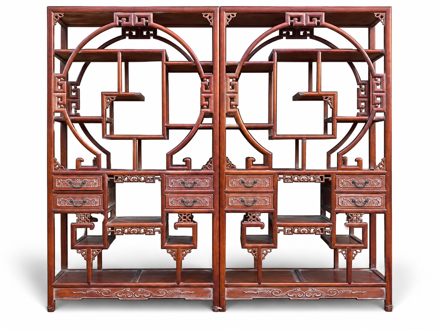 Qing Dynasty Huanghuali wood flower pattern ancient collection rack
