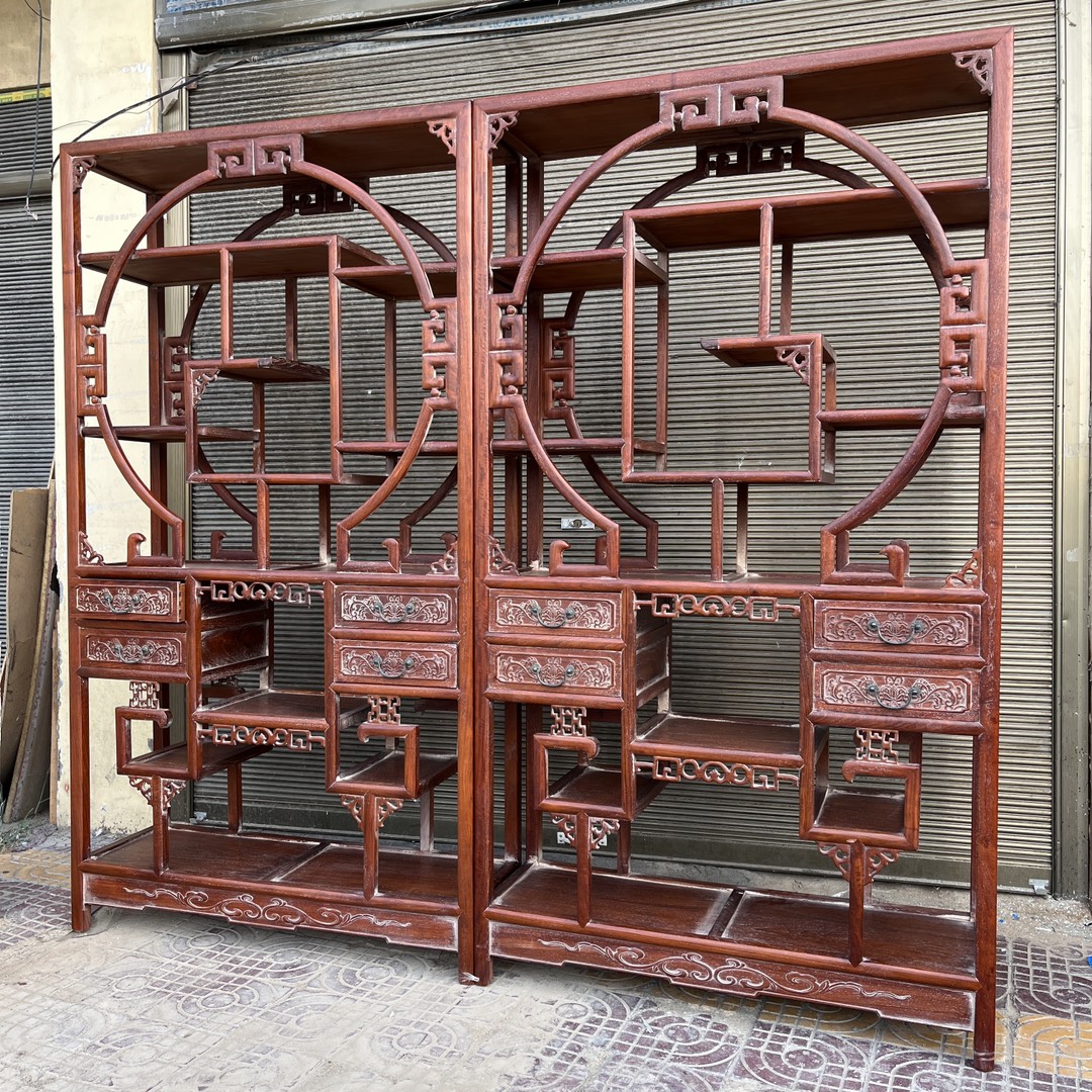 Qing Dynasty Huanghuali wood flower pattern ancient collection rack