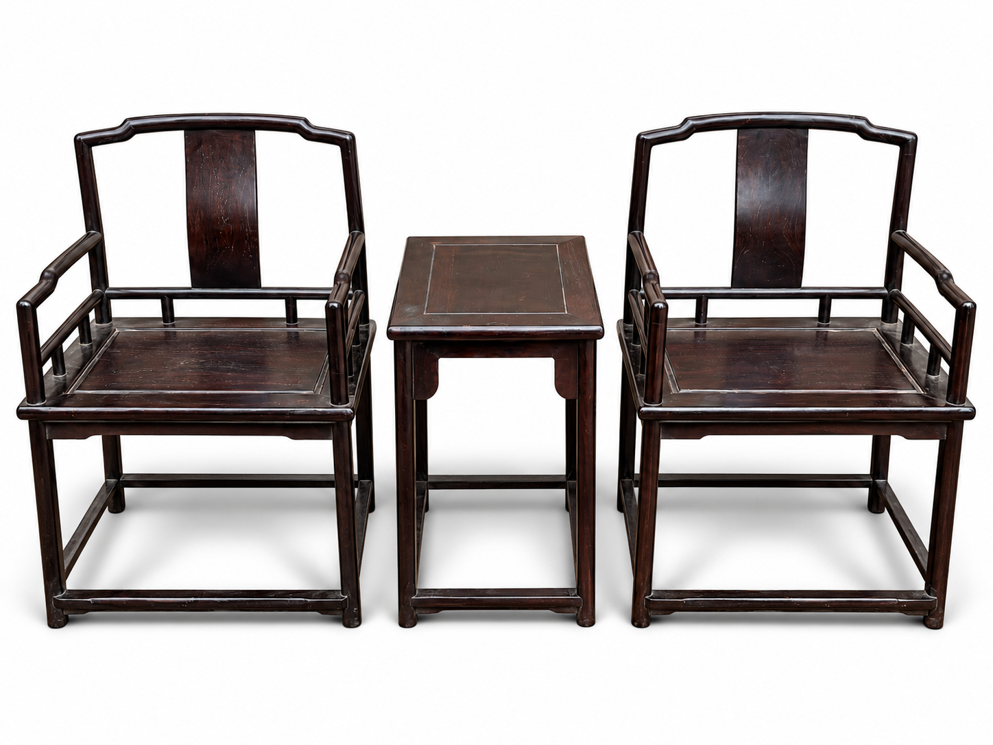 Qing Dynasty Rosewood Smooth polished Chair Three-piece Set