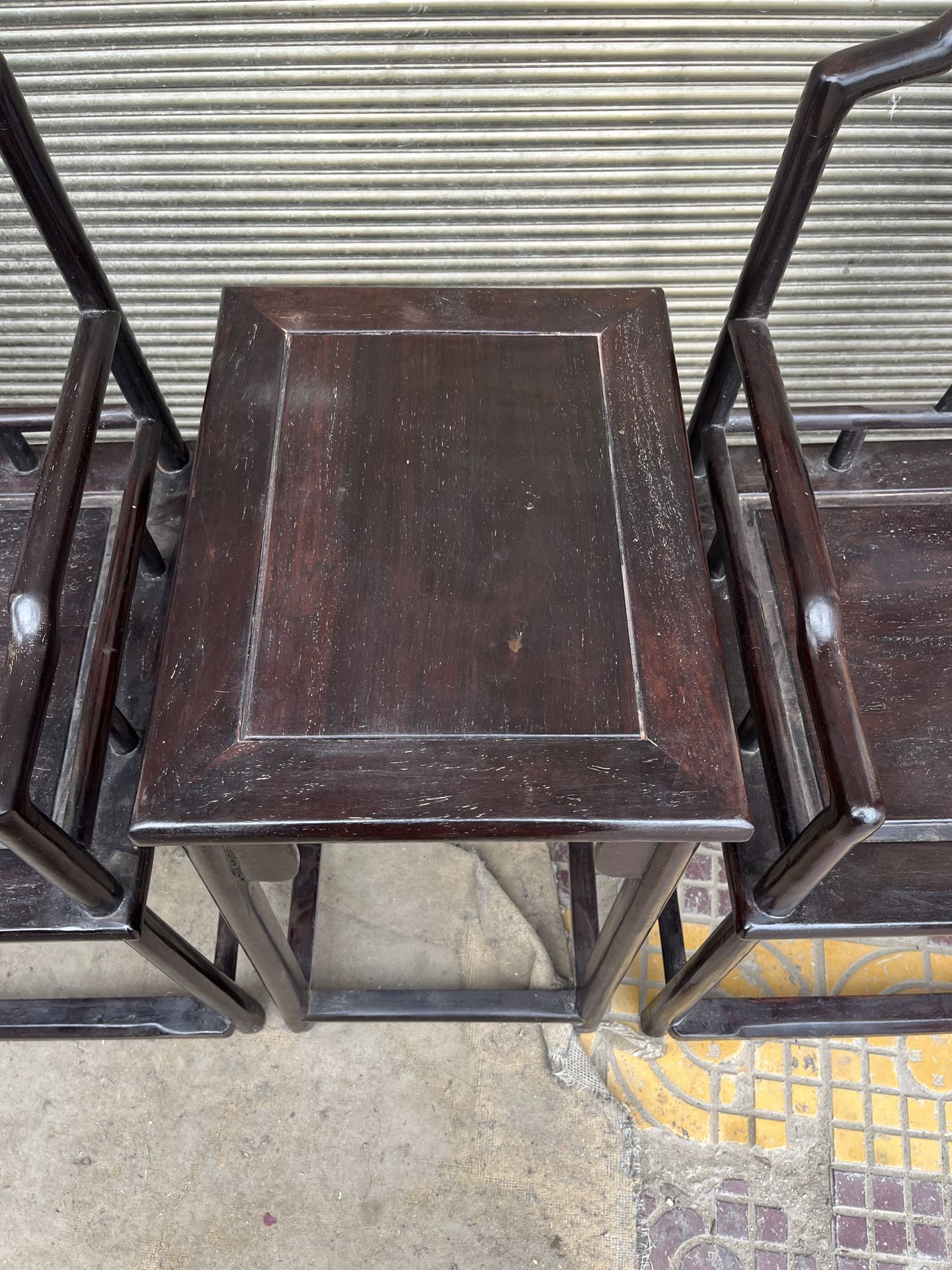 Qing Dynasty Rosewood Smooth polished Chair Three-piece Set