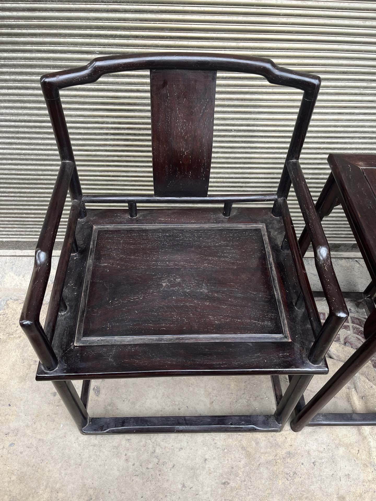 Qing Dynasty Rosewood Smooth polished Chair Three-piece Set