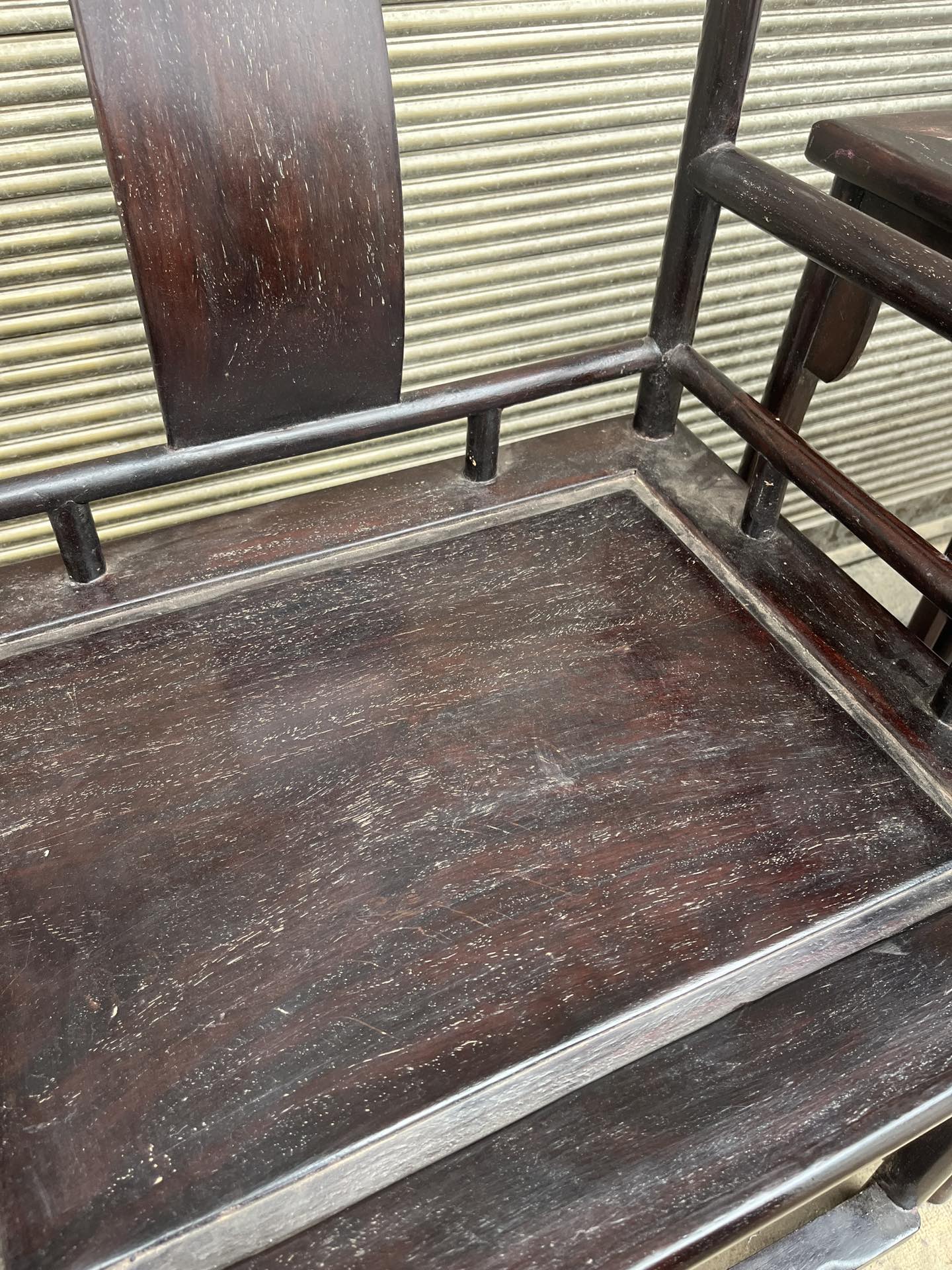 Qing Dynasty Rosewood Smooth polished Chair Three-piece Set