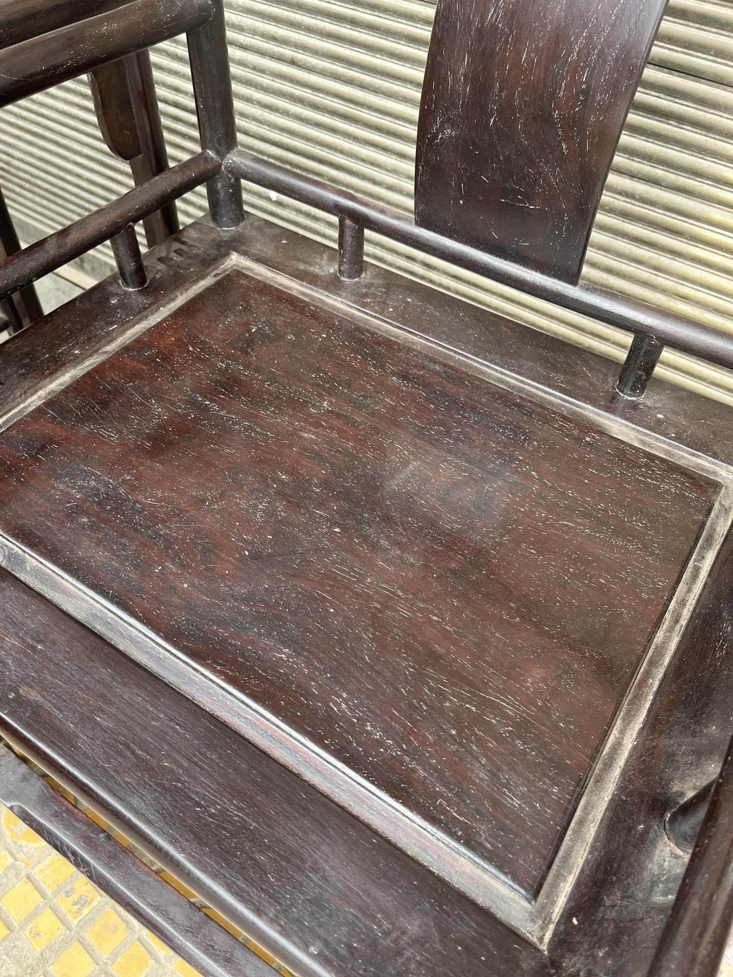 Qing Dynasty Rosewood Smooth polished Chair Three-piece Set