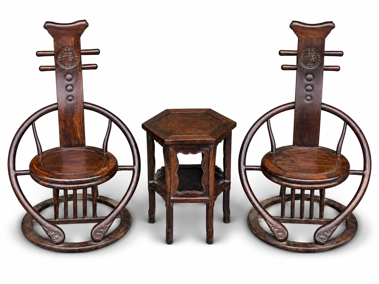 Qing Dynasty Rosewood Smooth polished round Chair