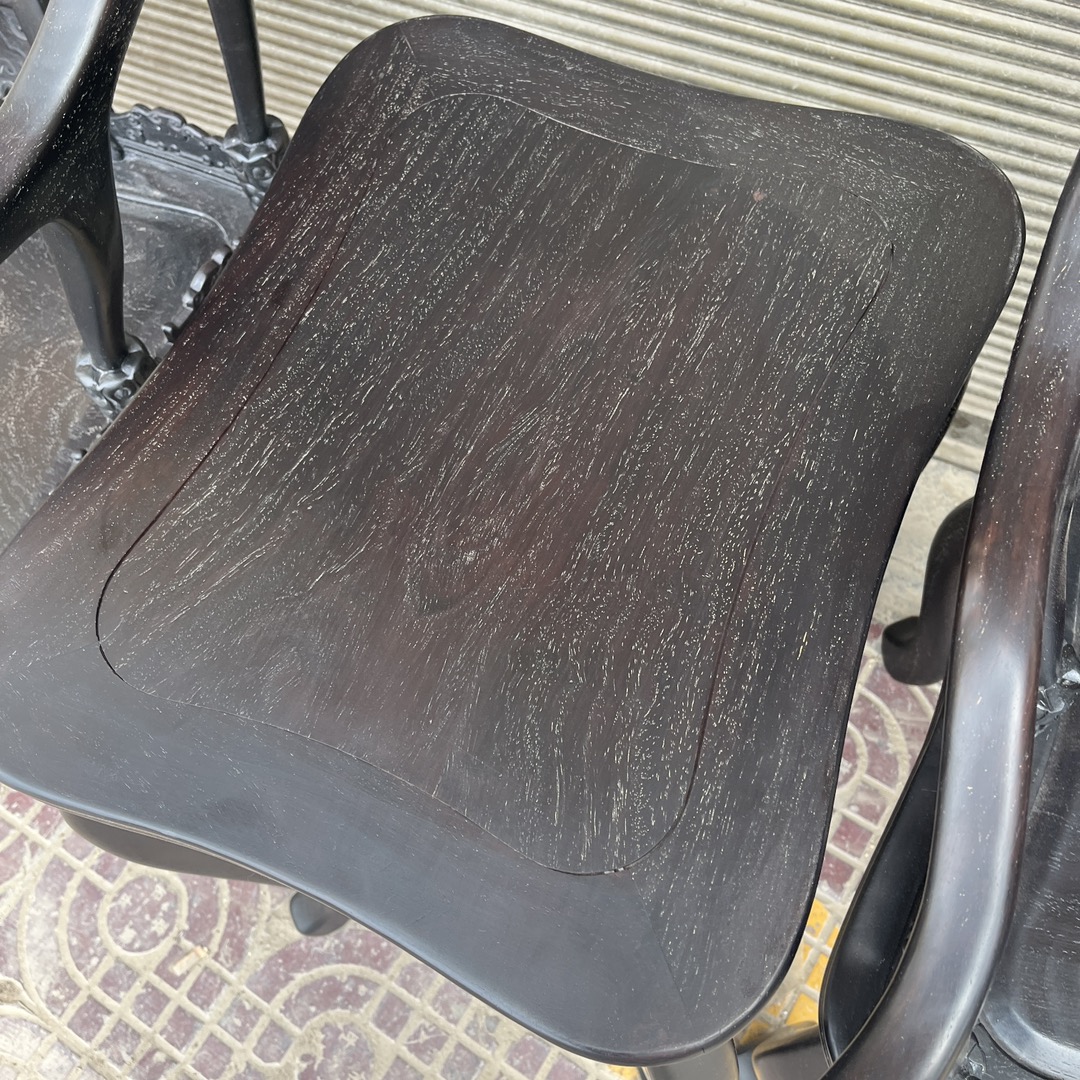 Qing Dynasty Rosewood hand-carved antler chair and Tables