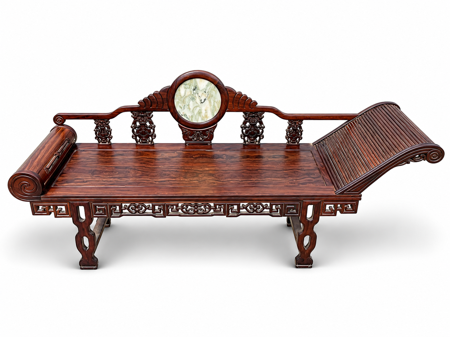 Qing Dynasty Rosewood mortise-and-tenon structure ox hair broken lines all over polished smooth bed