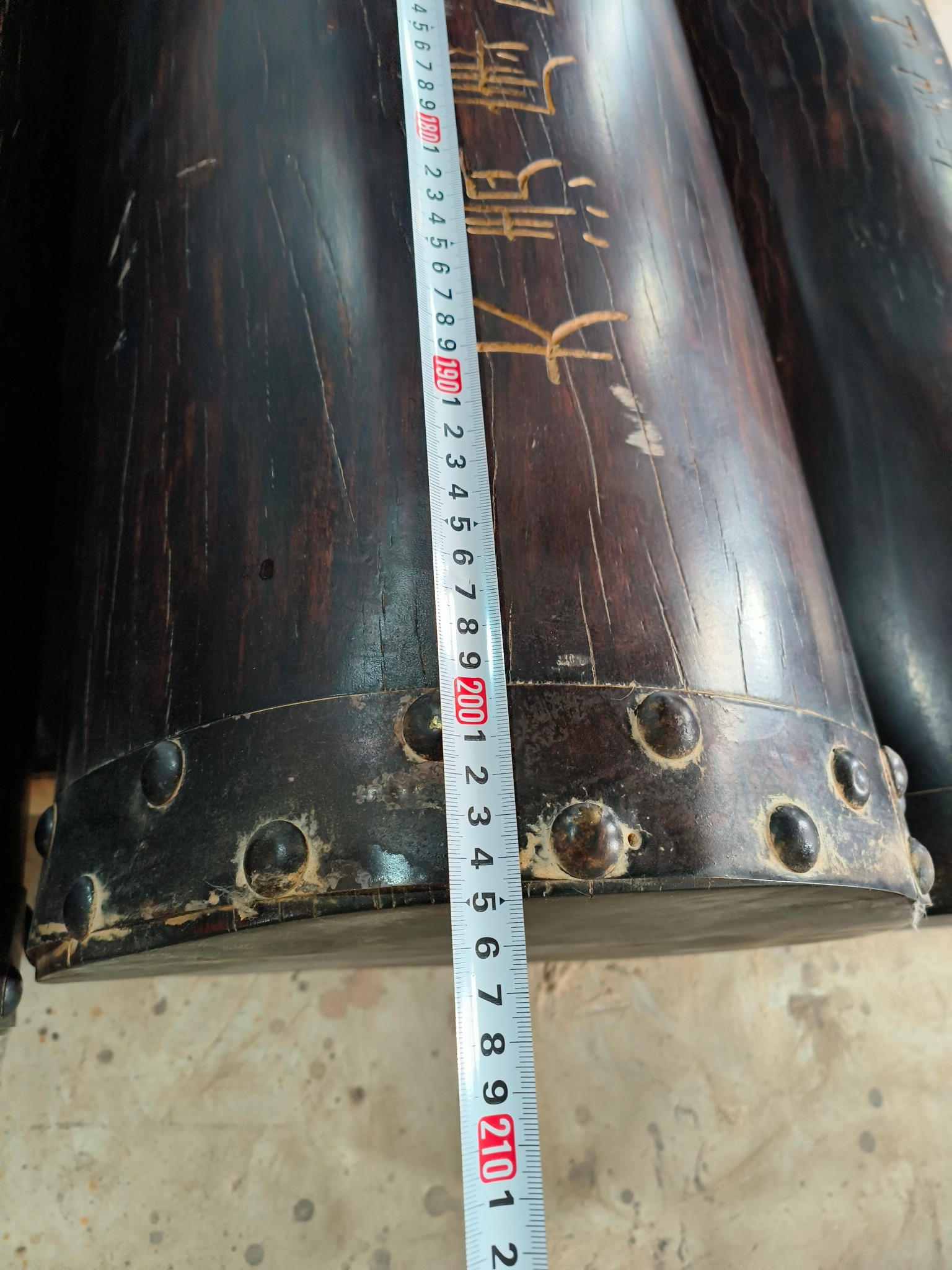 Qing Dynasty Red Sandalwood hand-engraved Manchu characters ceiling pillars