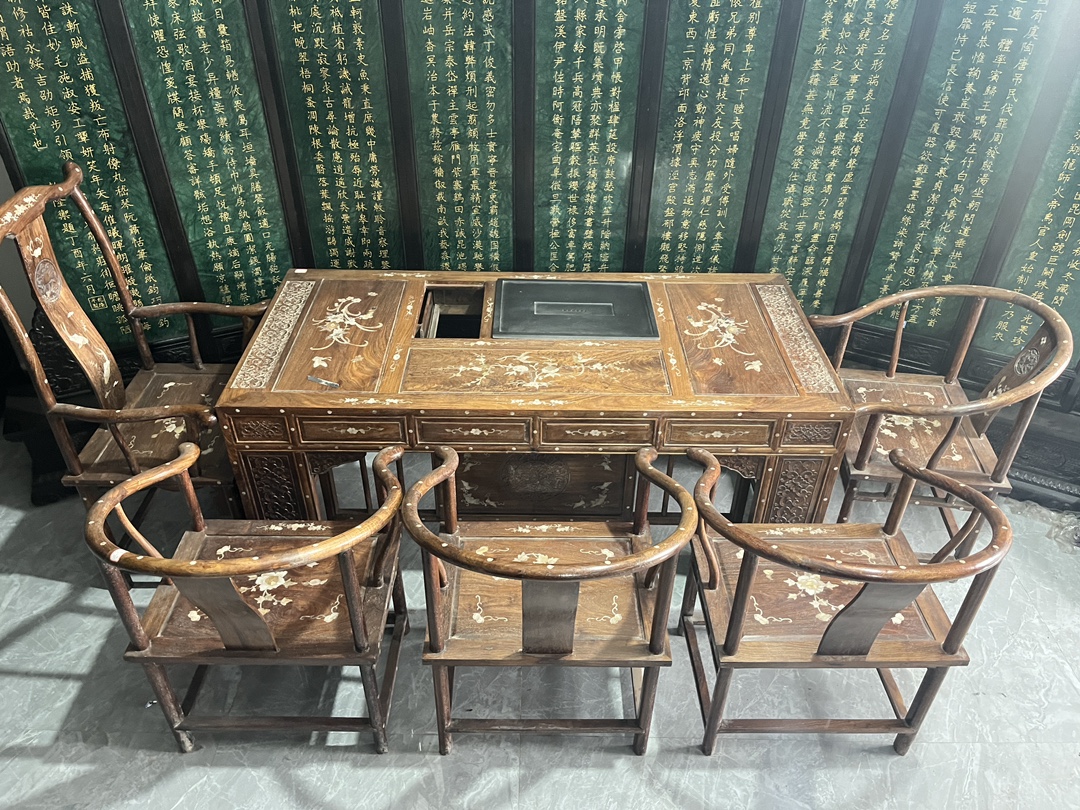 Qing Dynasty Huanghuali wood inlaid flower pattern Six-piece high-quality Tables set