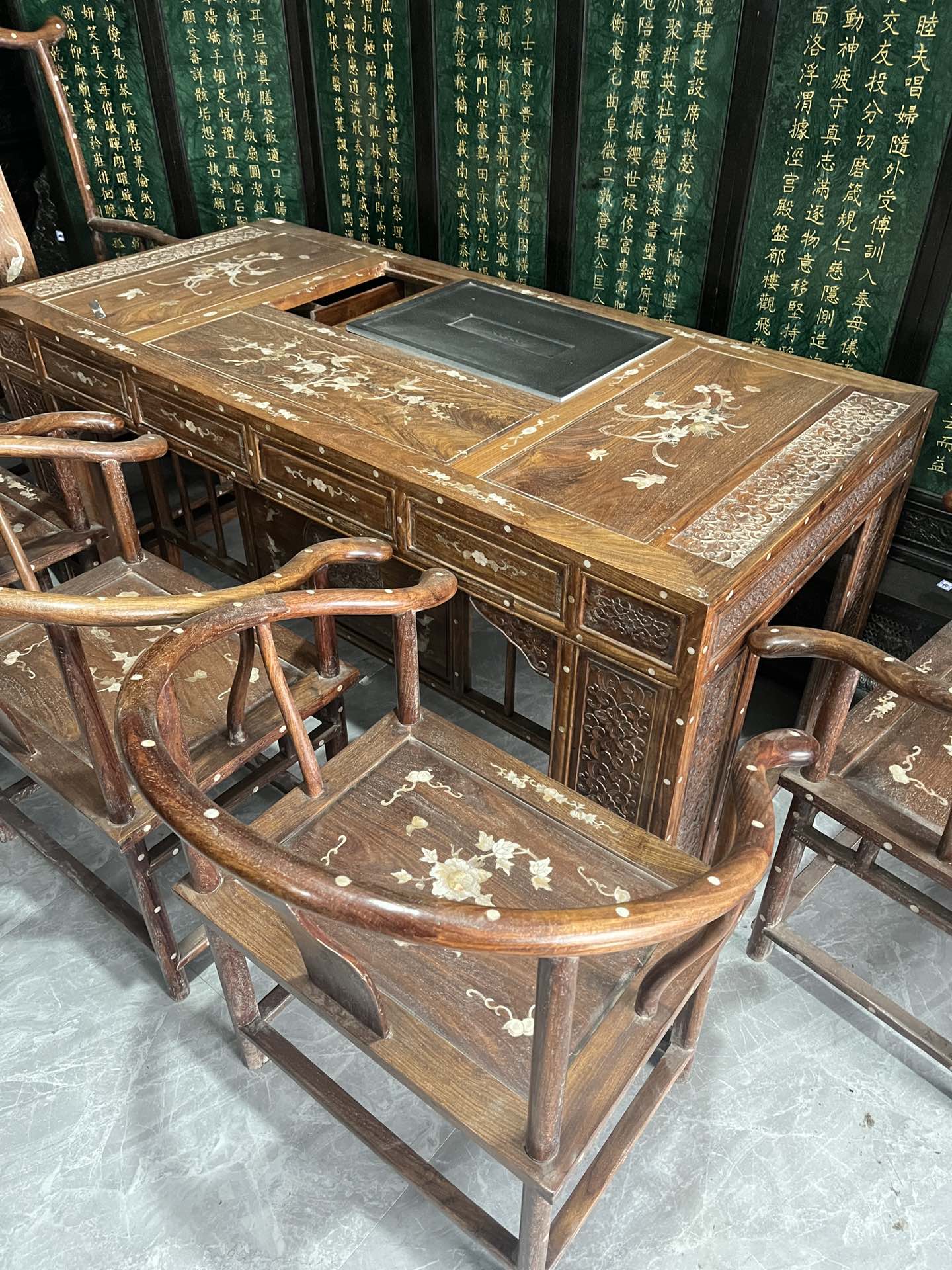 Qing Dynasty Huanghuali wood inlaid flower pattern Six-piece high-quality Tables set