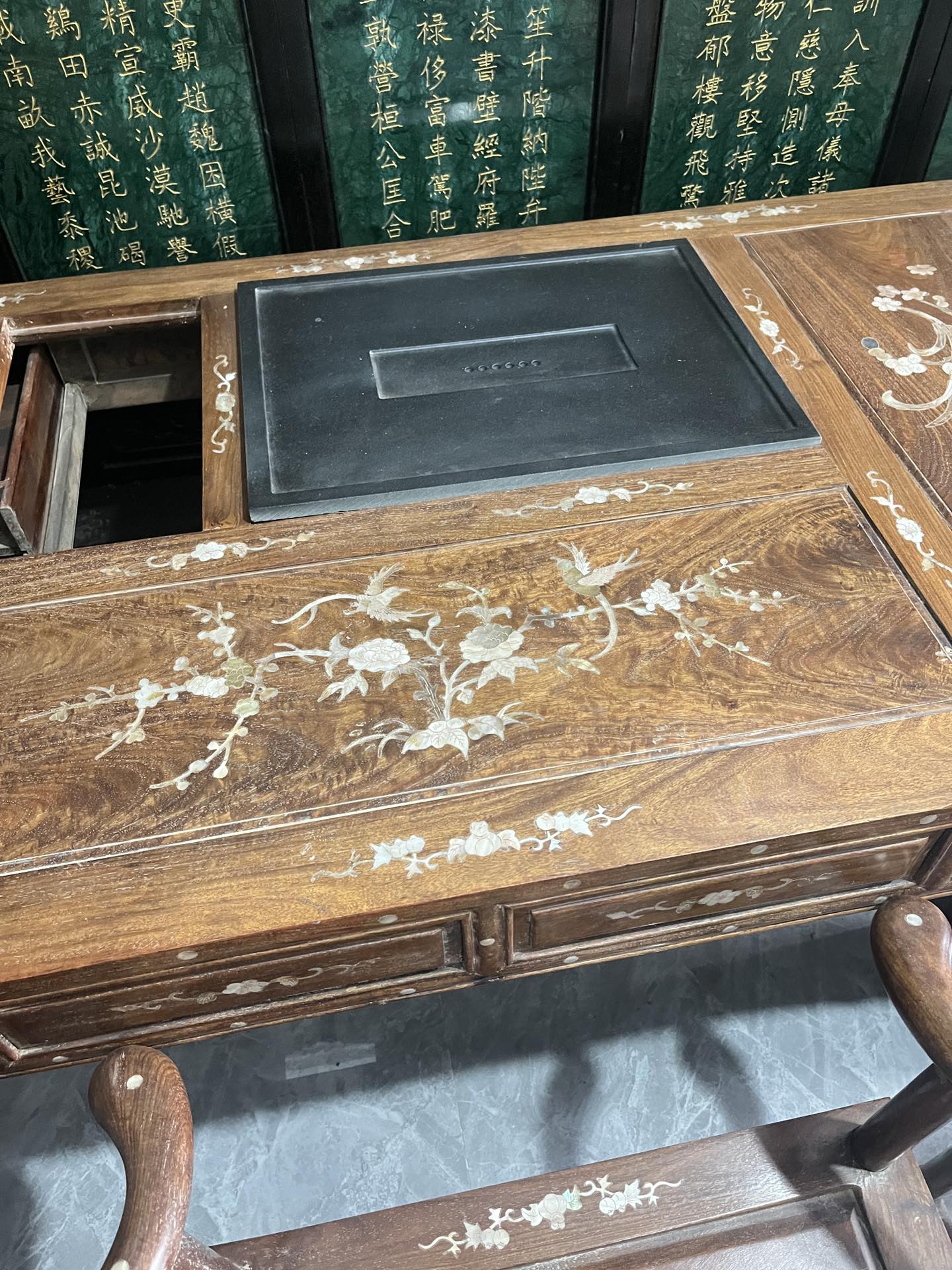 Qing Dynasty Huanghuali wood inlaid flower pattern Six-piece high-quality Tables set