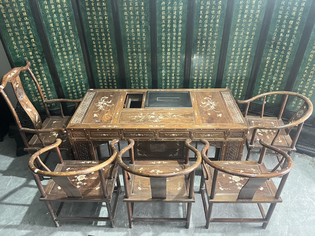 Qing Dynasty Huanghuali wood inlaid flower pattern Six-piece high-quality Tables set