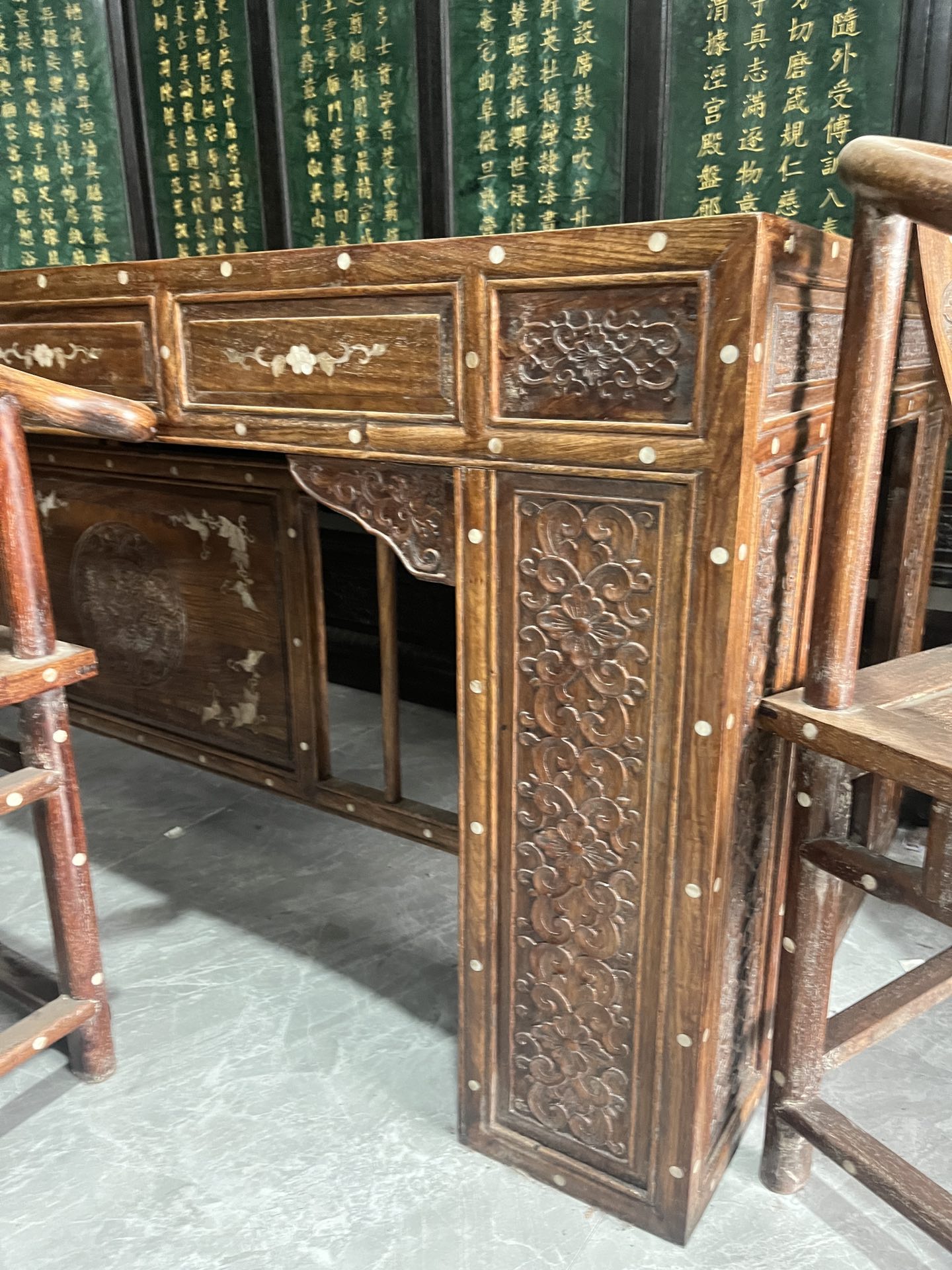 Qing Dynasty Huanghuali wood inlaid flower pattern Six-piece high-quality Tables set