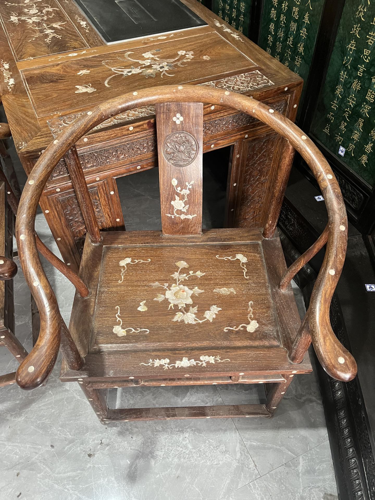Qing Dynasty Huanghuali wood inlaid flower pattern Six-piece high-quality Tables set