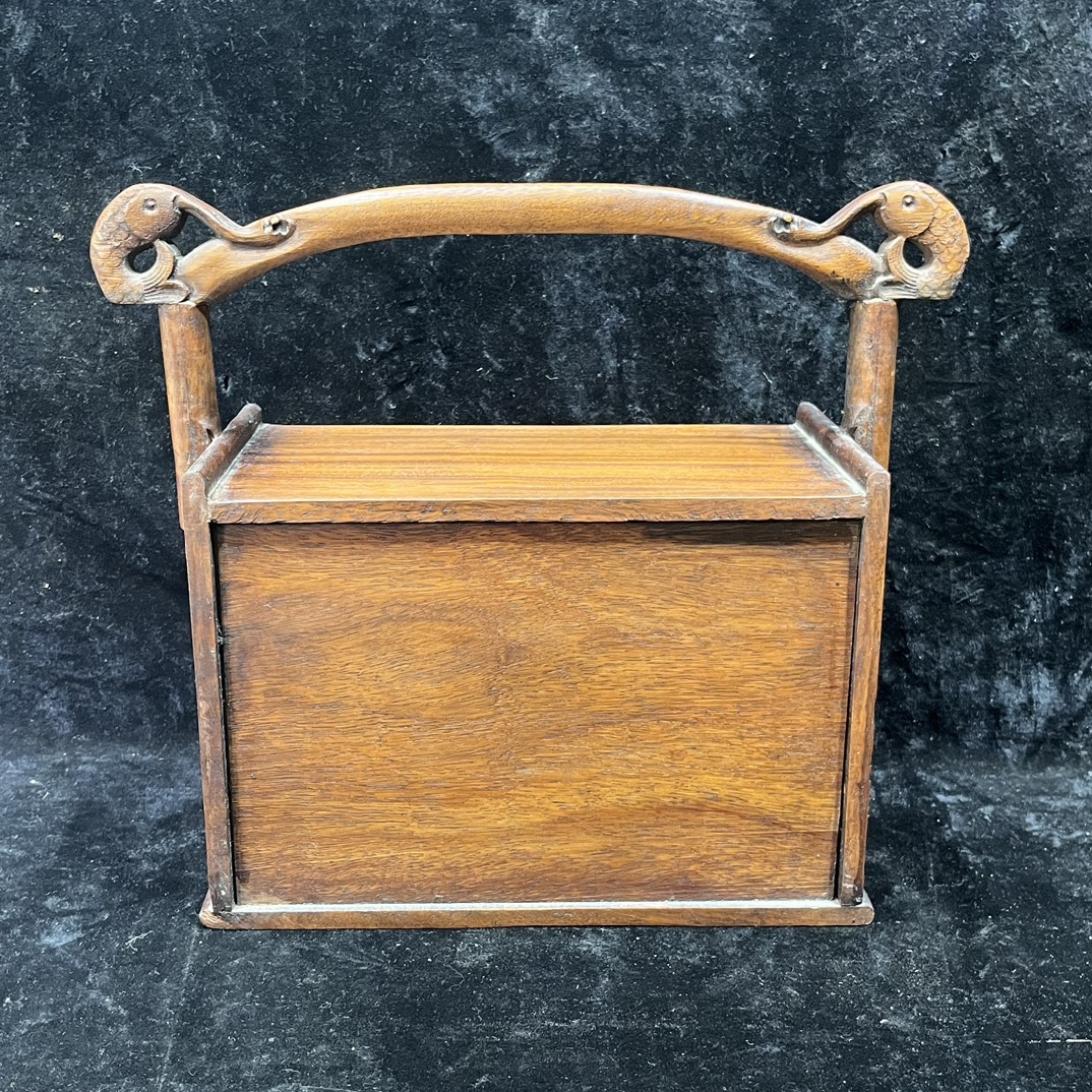Qing Dynasty Rosewood high-quality clear gold star ox hair patterns Ruyi basket