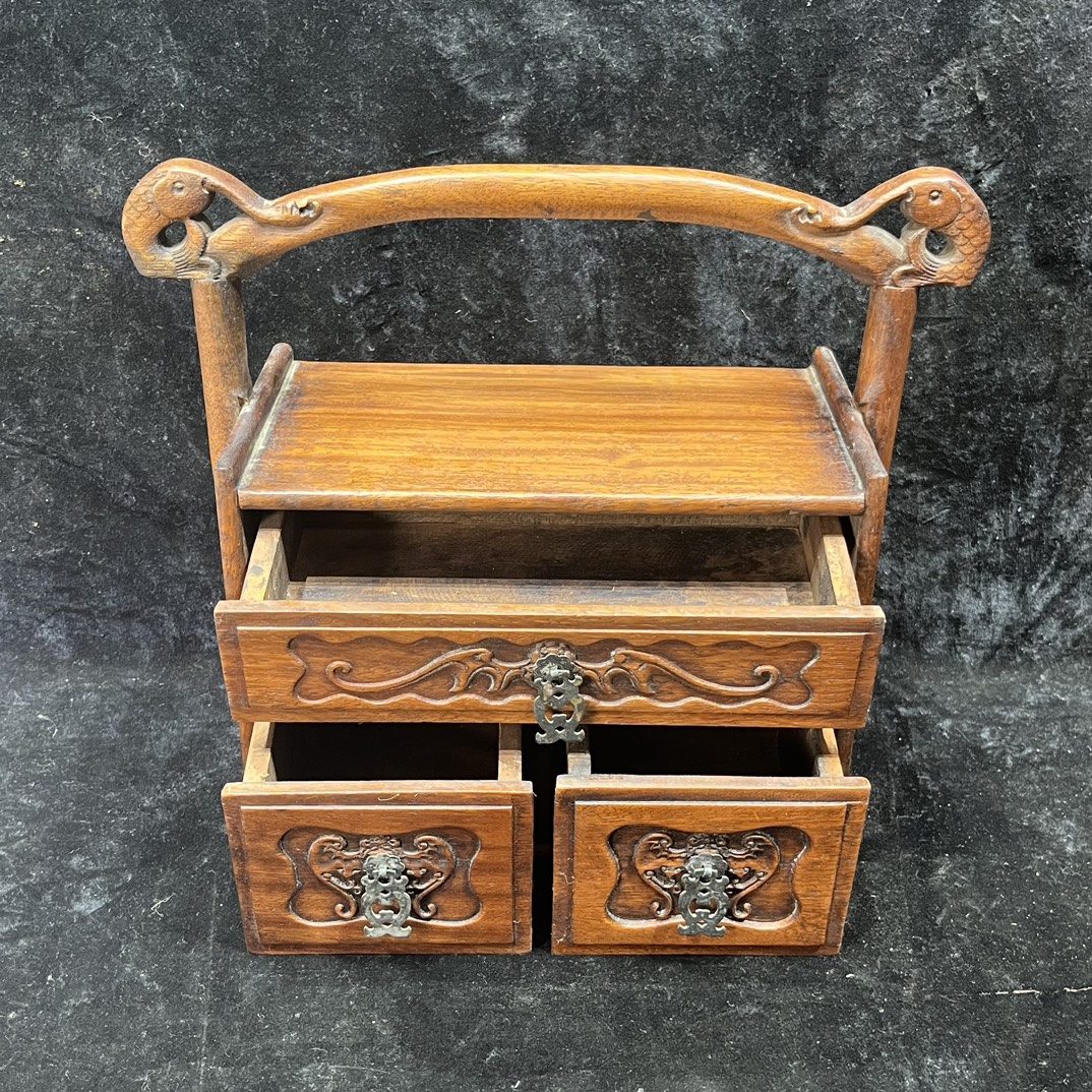 Qing Dynasty Rosewood high-quality clear gold star ox hair patterns Ruyi basket