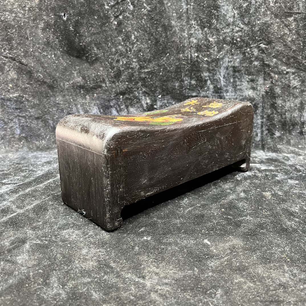 Qing Dynasty Sandalwood high-quality inlaid colorful figure square pillow box